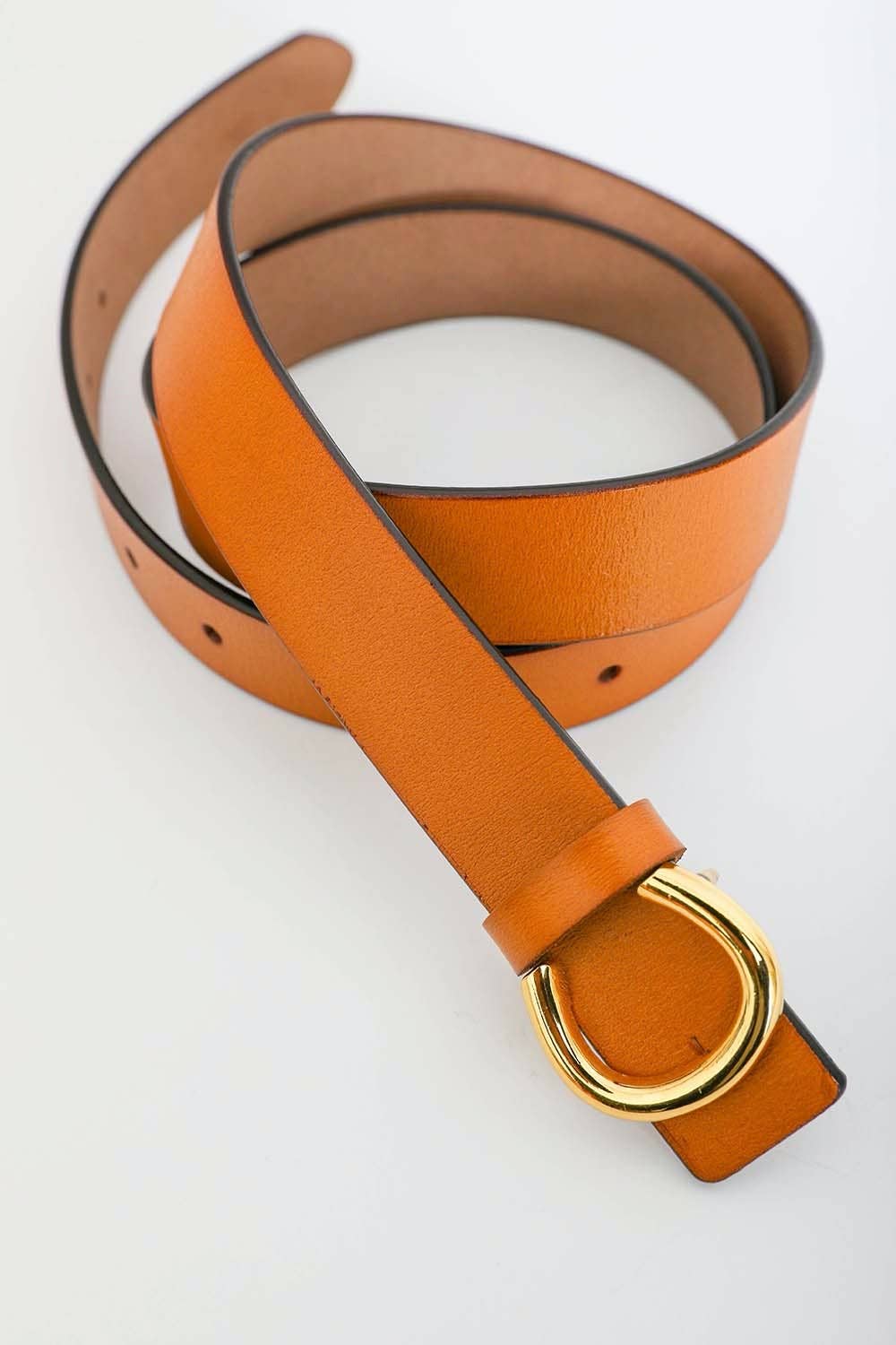 Stylish gold clasp horseshoe, real leather belt