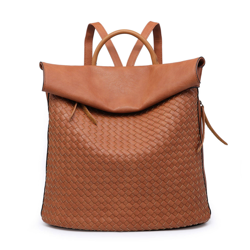 Woven vegan leather rucksack (coffee & brown colour options)