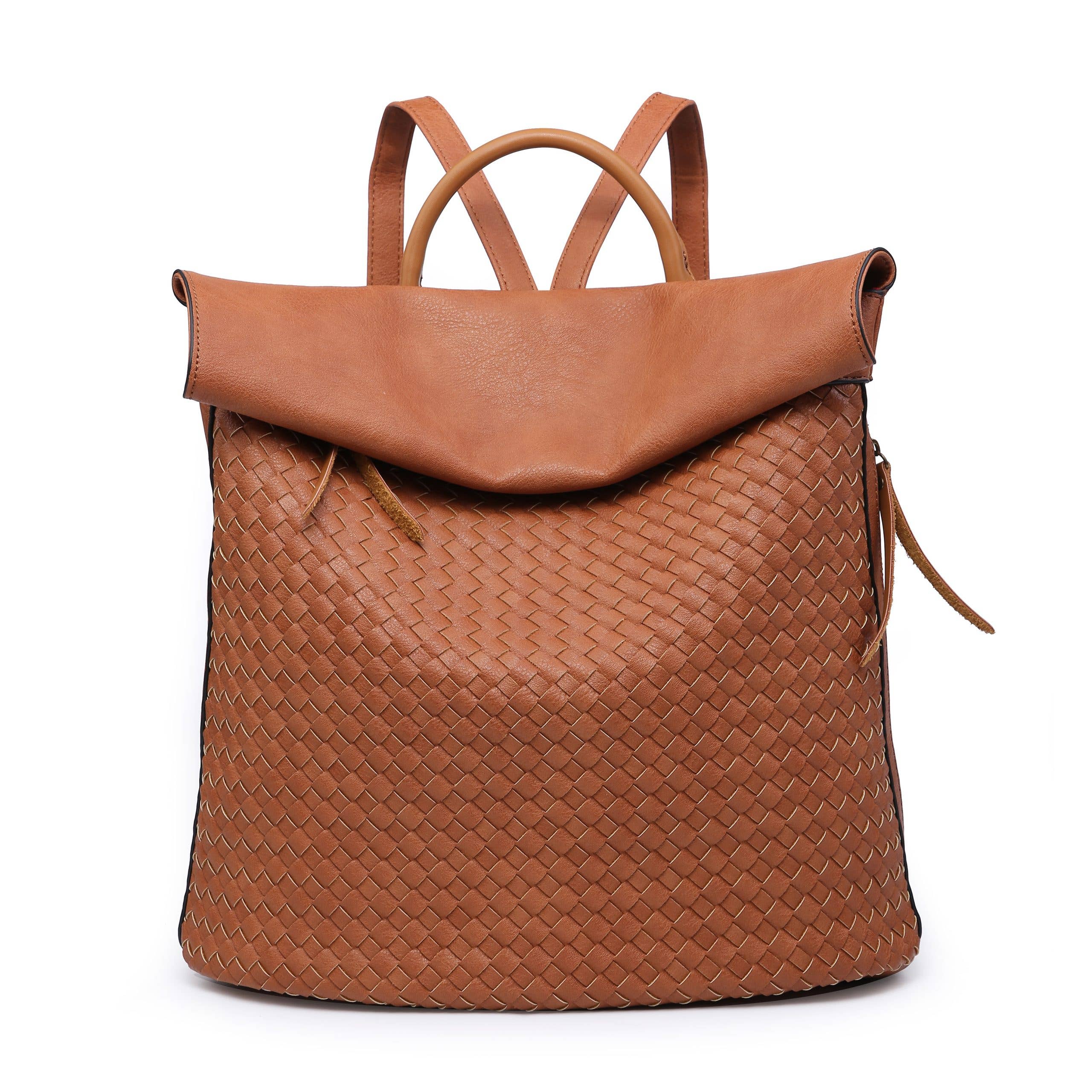 Woven vegan leather rucksack (coffee & brown colour options)