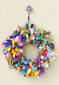 Recycled sari wreath, perfect for summer.