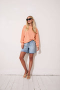 Zara Yellow & Coral Lightweight Stripe Sweatshirt