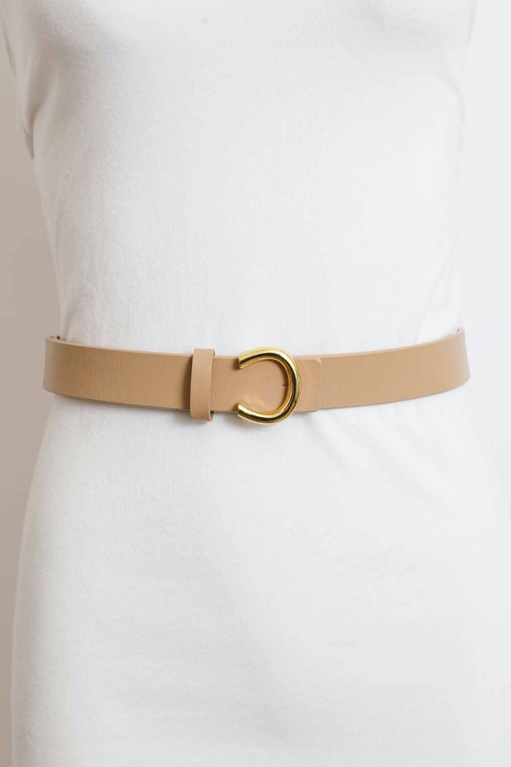 Stylish gold clasp horseshoe, real leather belt