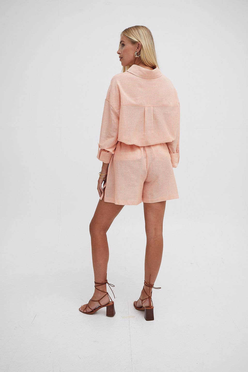 Heidi orange & white stripe shorts