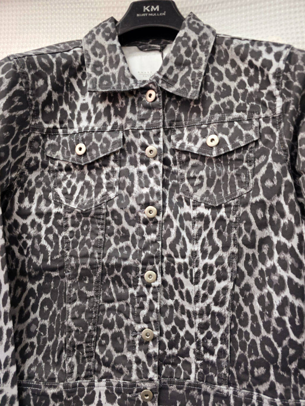 Leopard print denim cotton stretch jacket