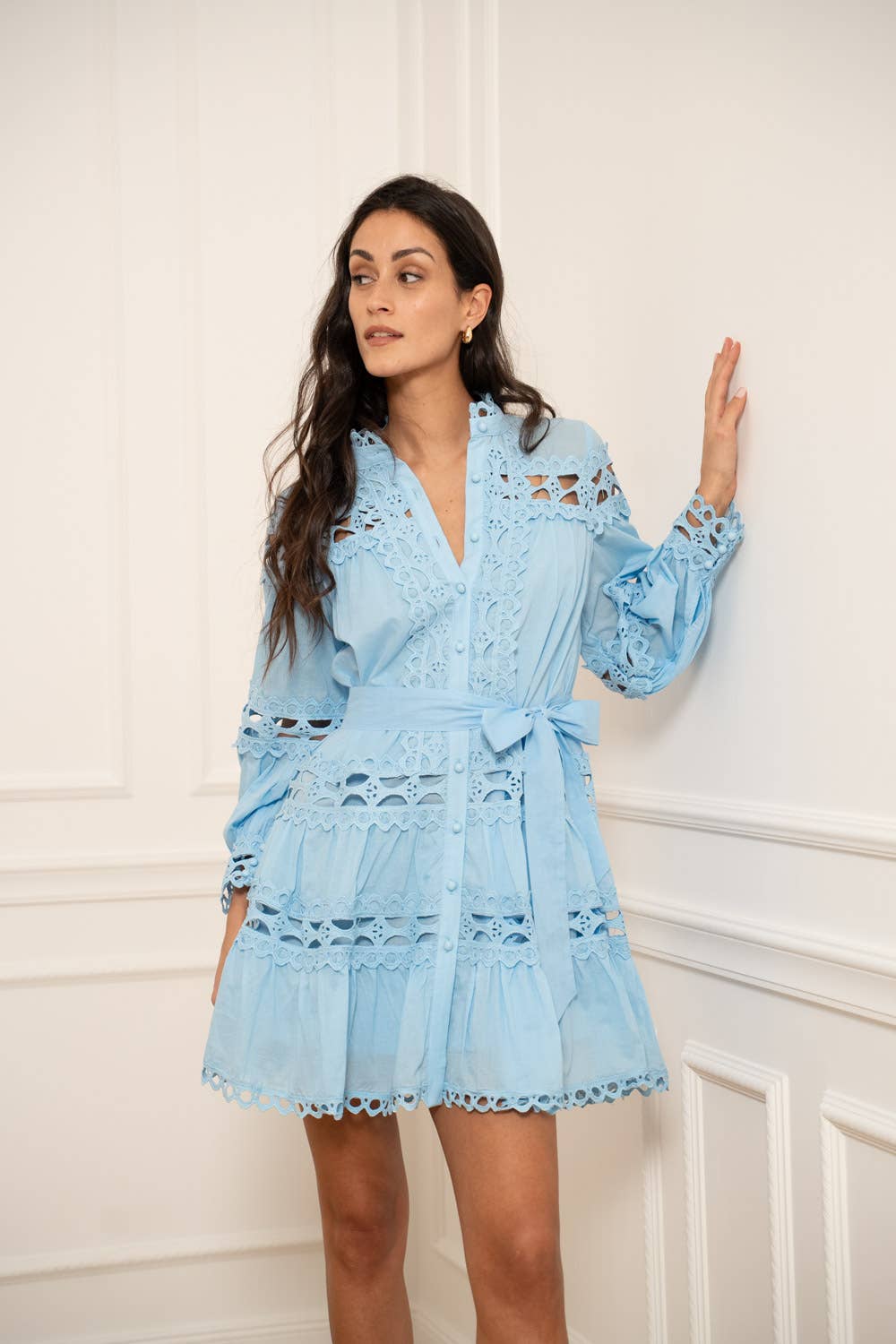 Summer dress with openwork detail