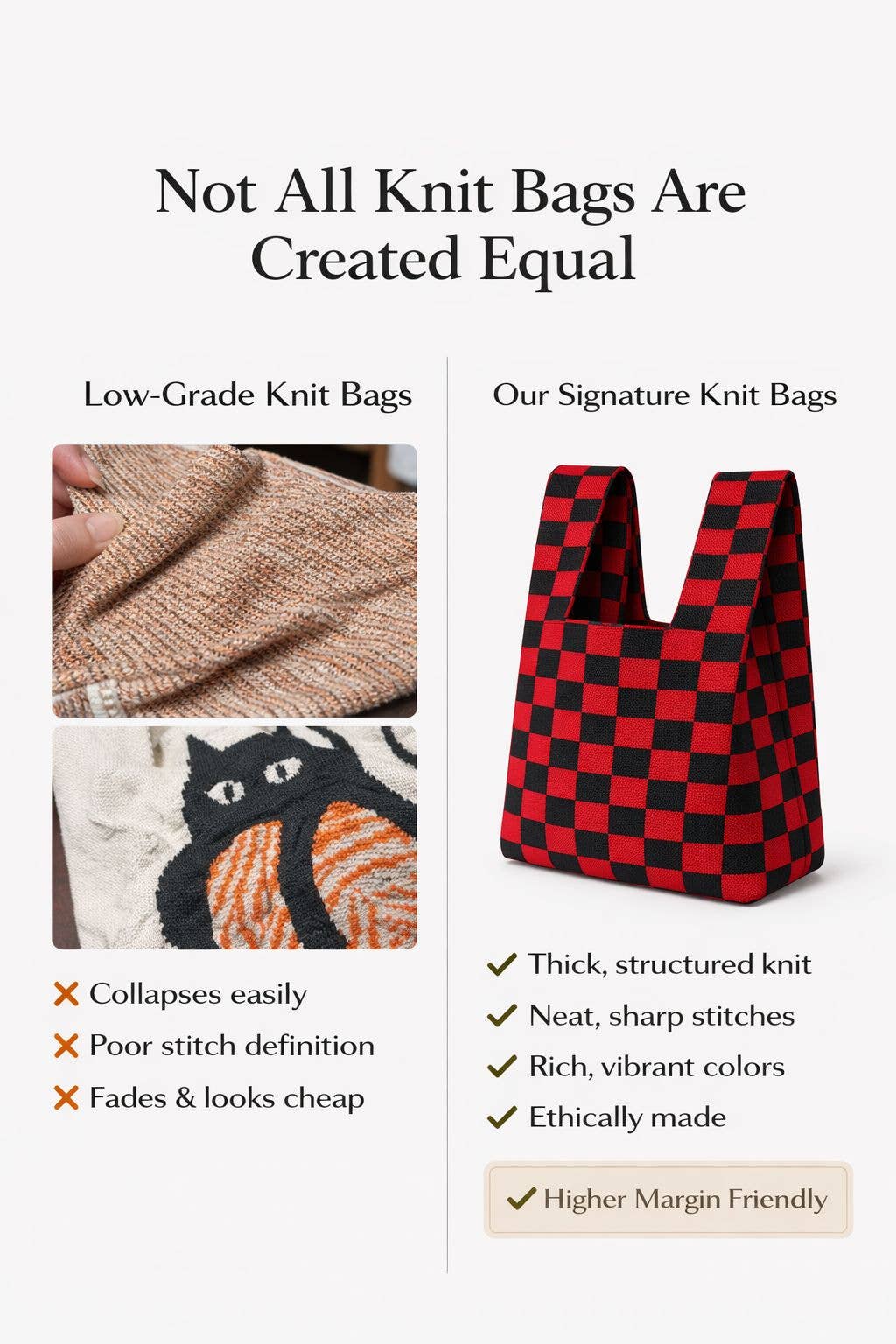 Scarlet stripe leopard - knitted tote bag