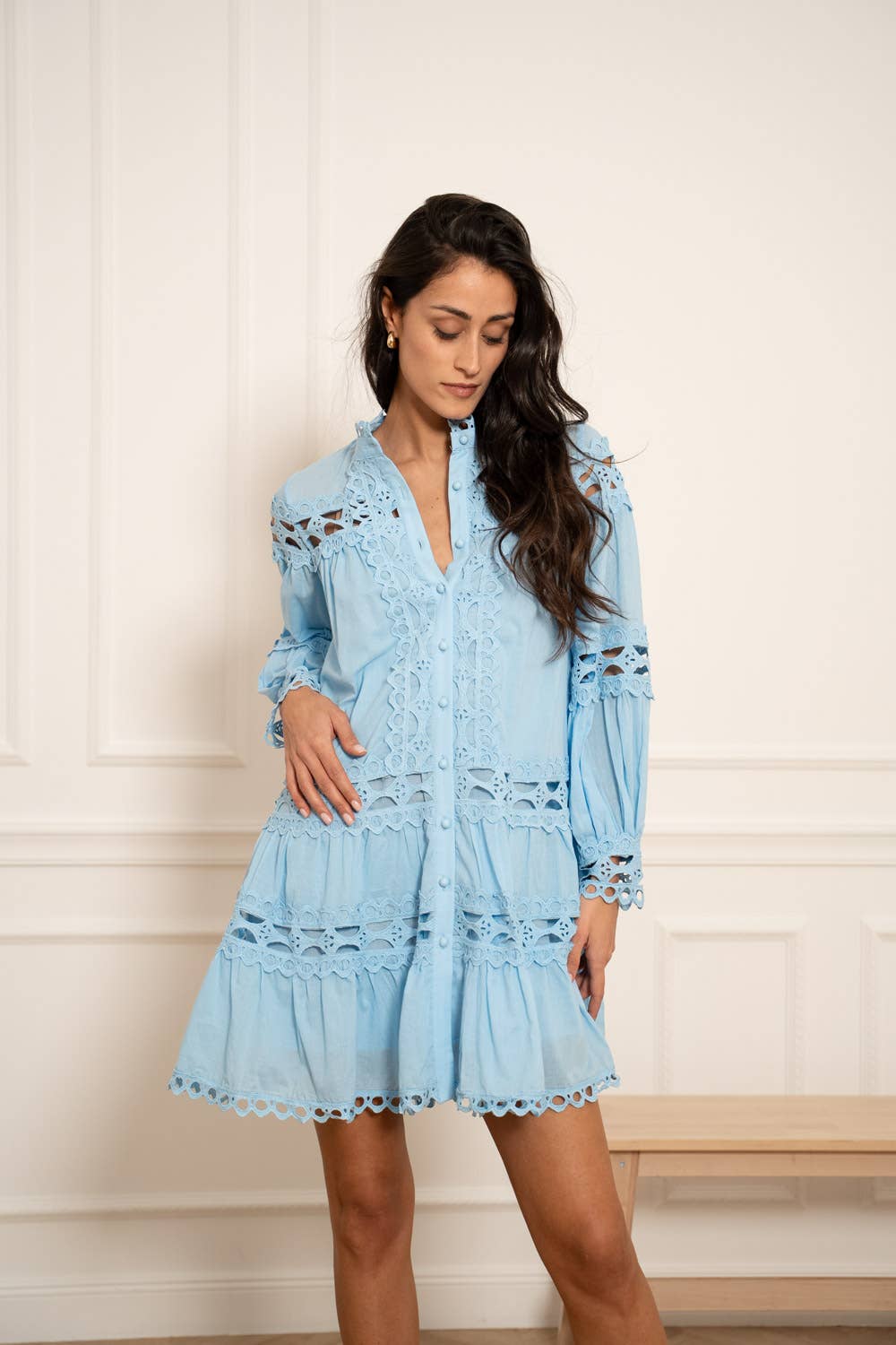 Summer dress with openwork detail