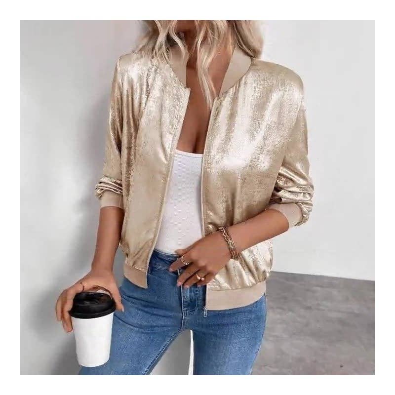 Gold lightweight bomber jacket