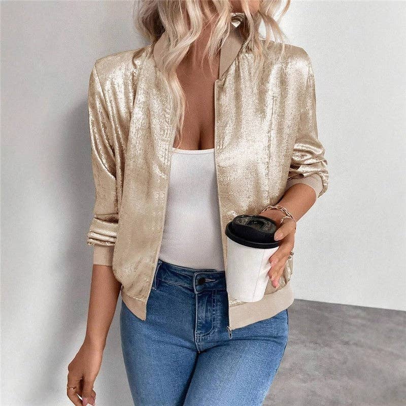 Gold lightweight bomber jacket