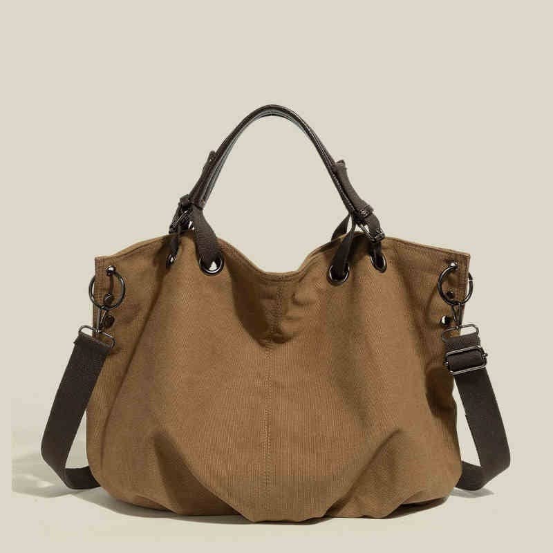 Large capacity canvas shoulder tote