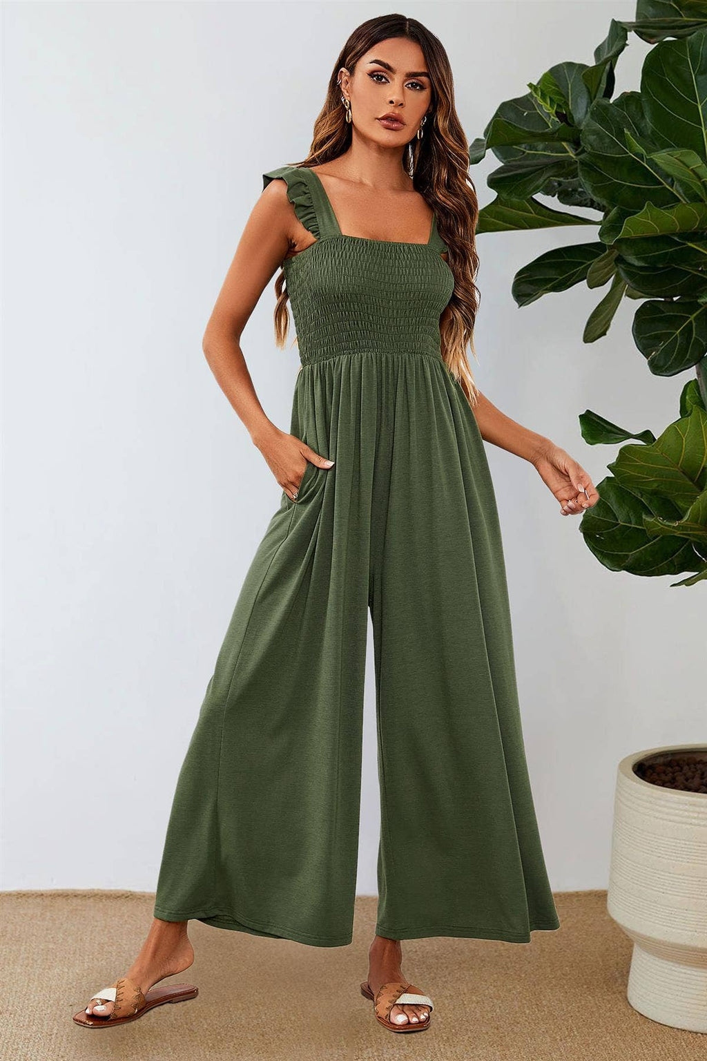 Frill detail strappy jumpsuit