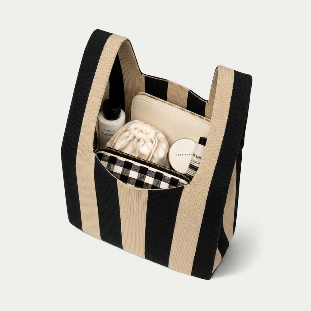 Classic stripe knitted tote Bag-gift