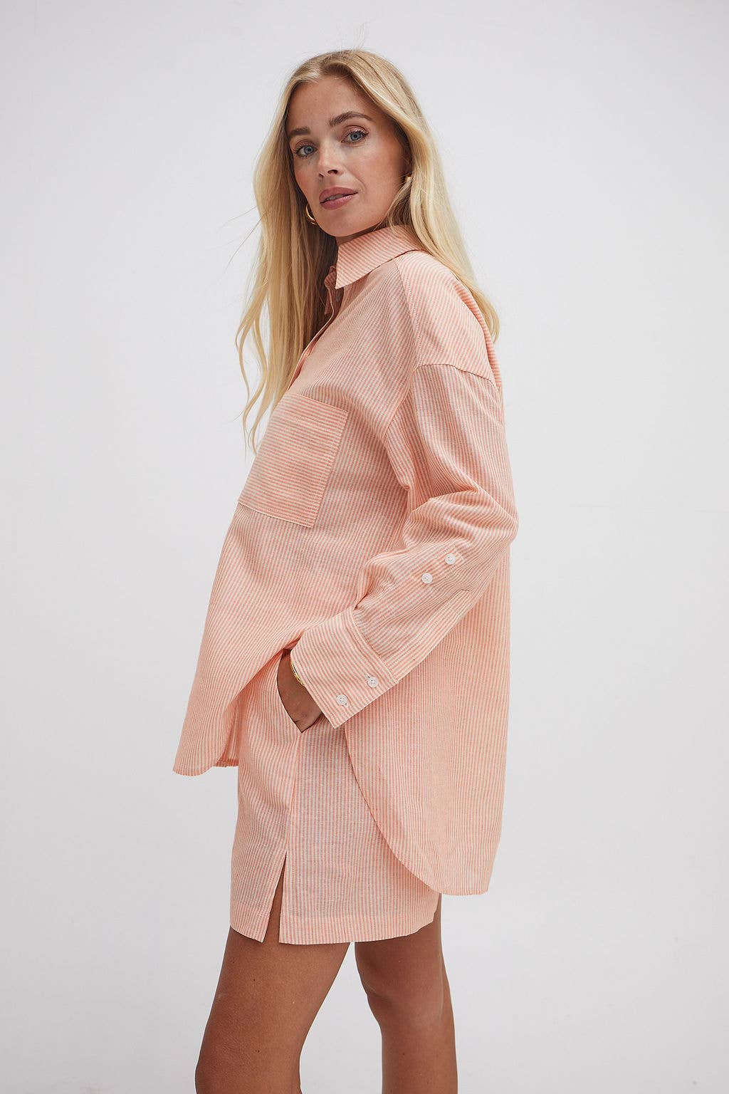 Heidi orange & white stripe shirt