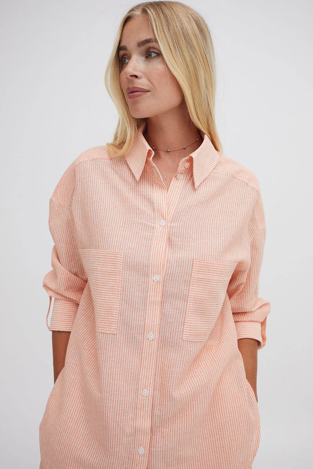 Heidi orange & white stripe shirt