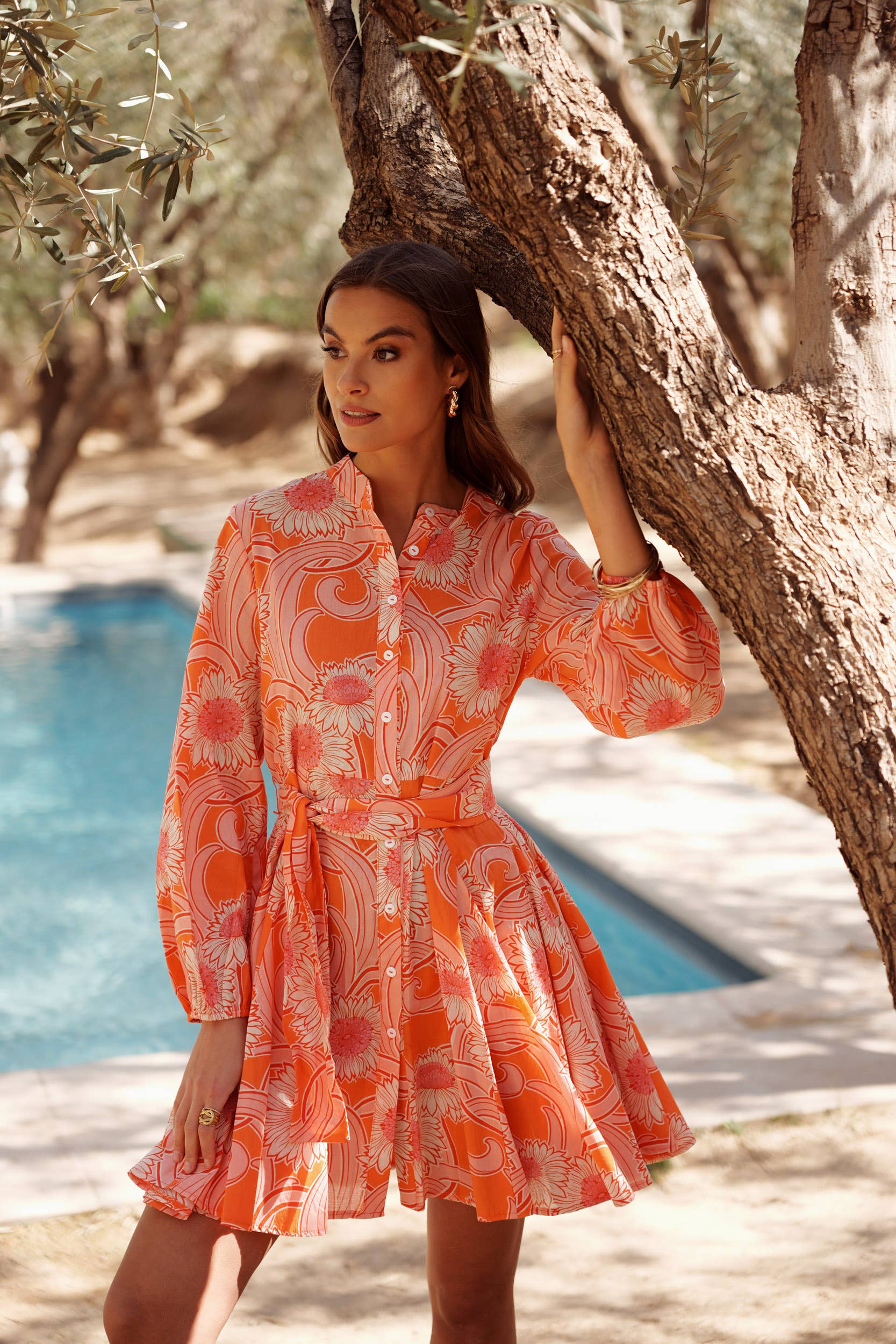 Stunning summer dress printed in silk tencel