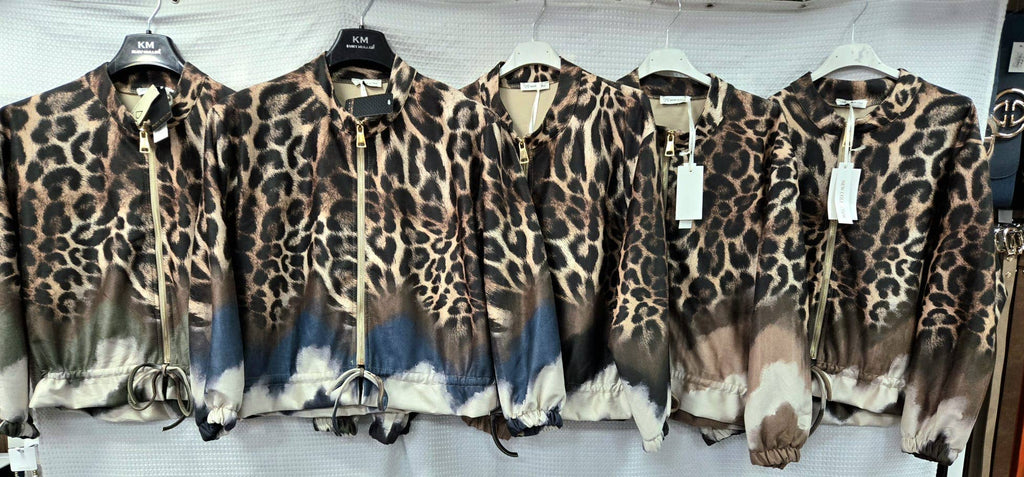 Suedette leopard zip bomber jacket
