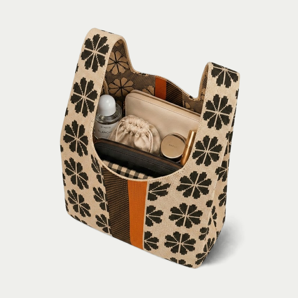 Floral knitted reusable Tote Bag-Giftable (medium only)
