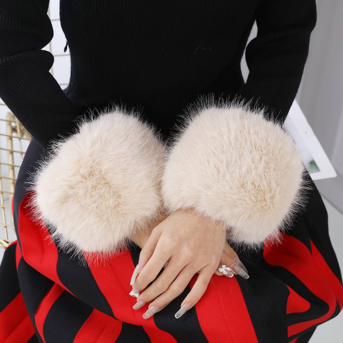 Glamorous faux fur cuffs