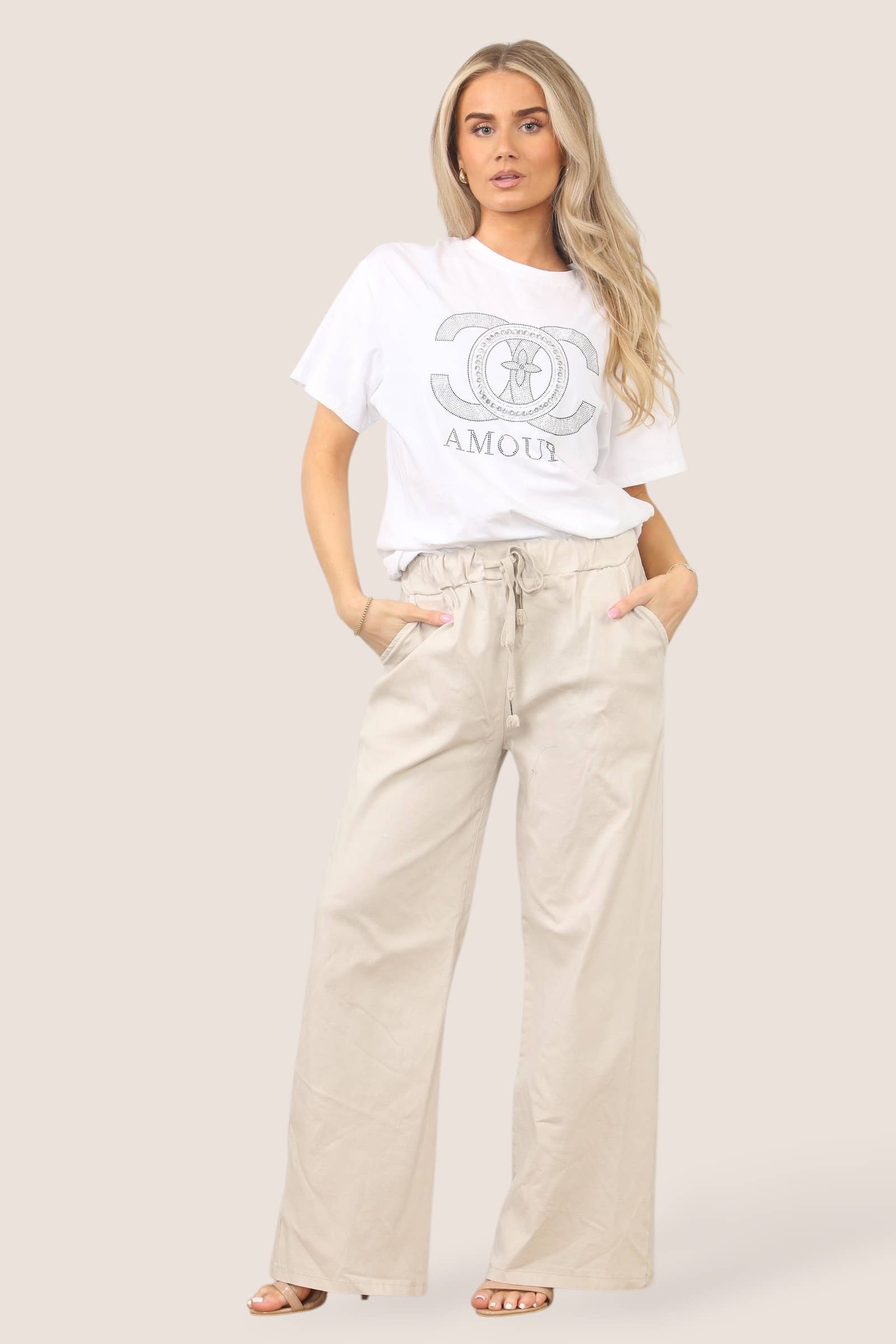 Wide leg stretch magic trousers