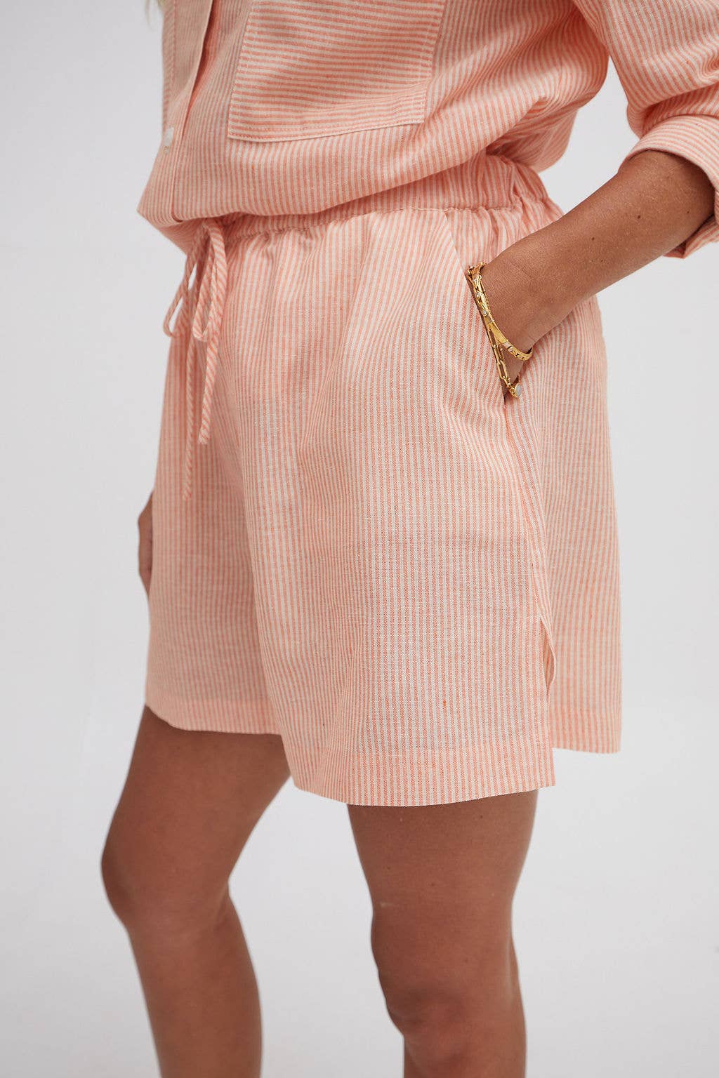 Heidi orange & white stripe shorts
