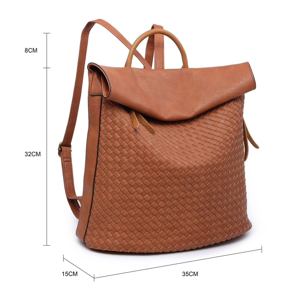 Woven vegan leather rucksack (coffee & brown colour options)