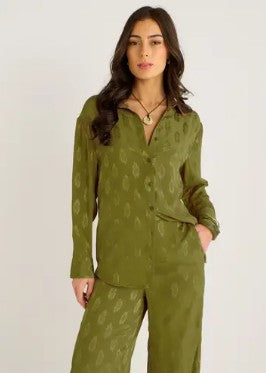 Khaki floral satin co-ord set