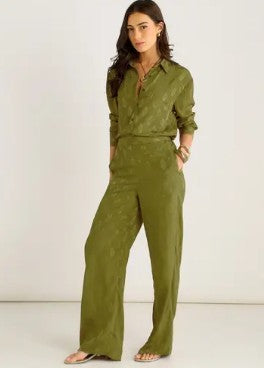 Khaki floral satin co-ord set
