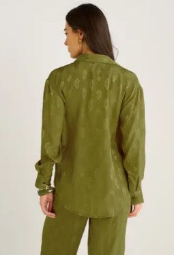 Khaki floral satin co-ord set