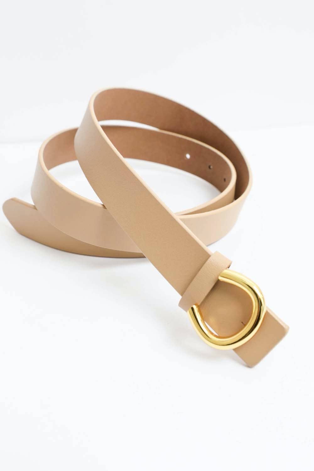 Stylish gold clasp horseshoe, real leather belt