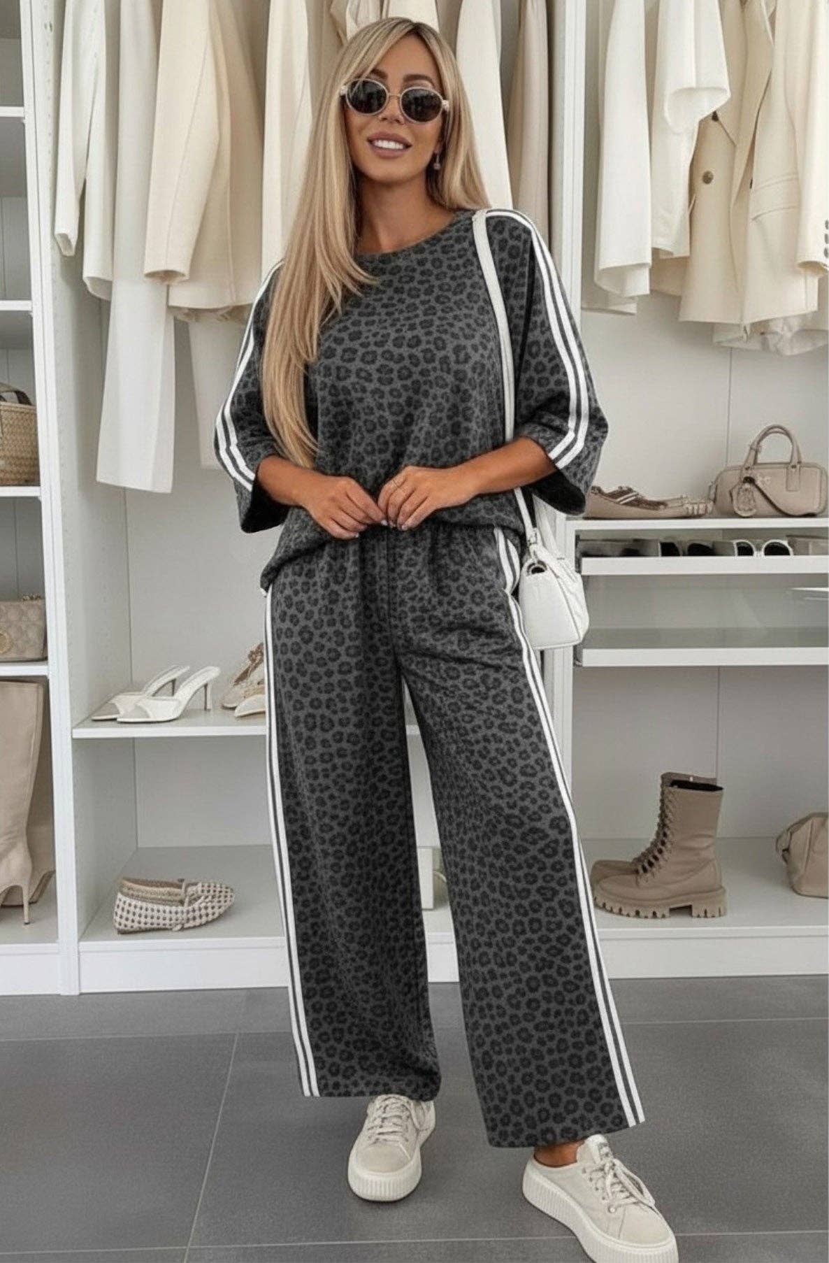 Luciana Leopard Print Two-Piece Lounge Co-Ord Set