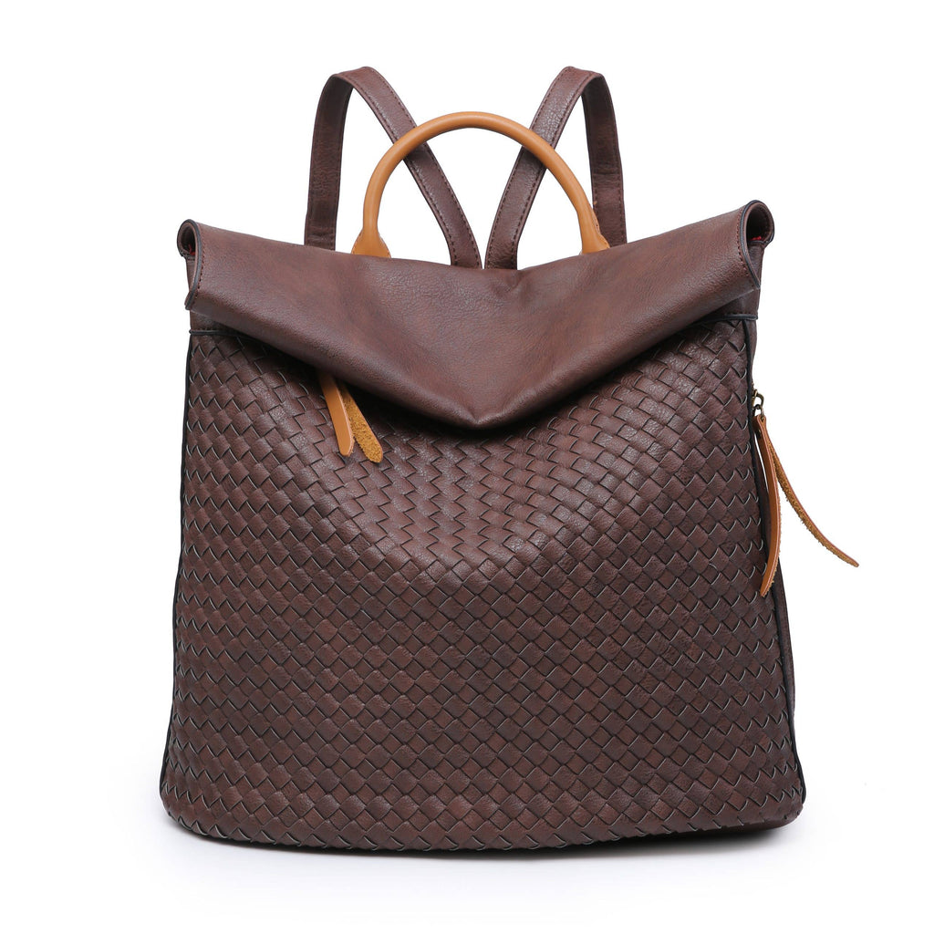 Woven vegan leather rucksack (coffee & brown colour options)